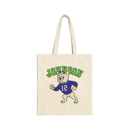 White Frenchie College Mascot Tote Bag