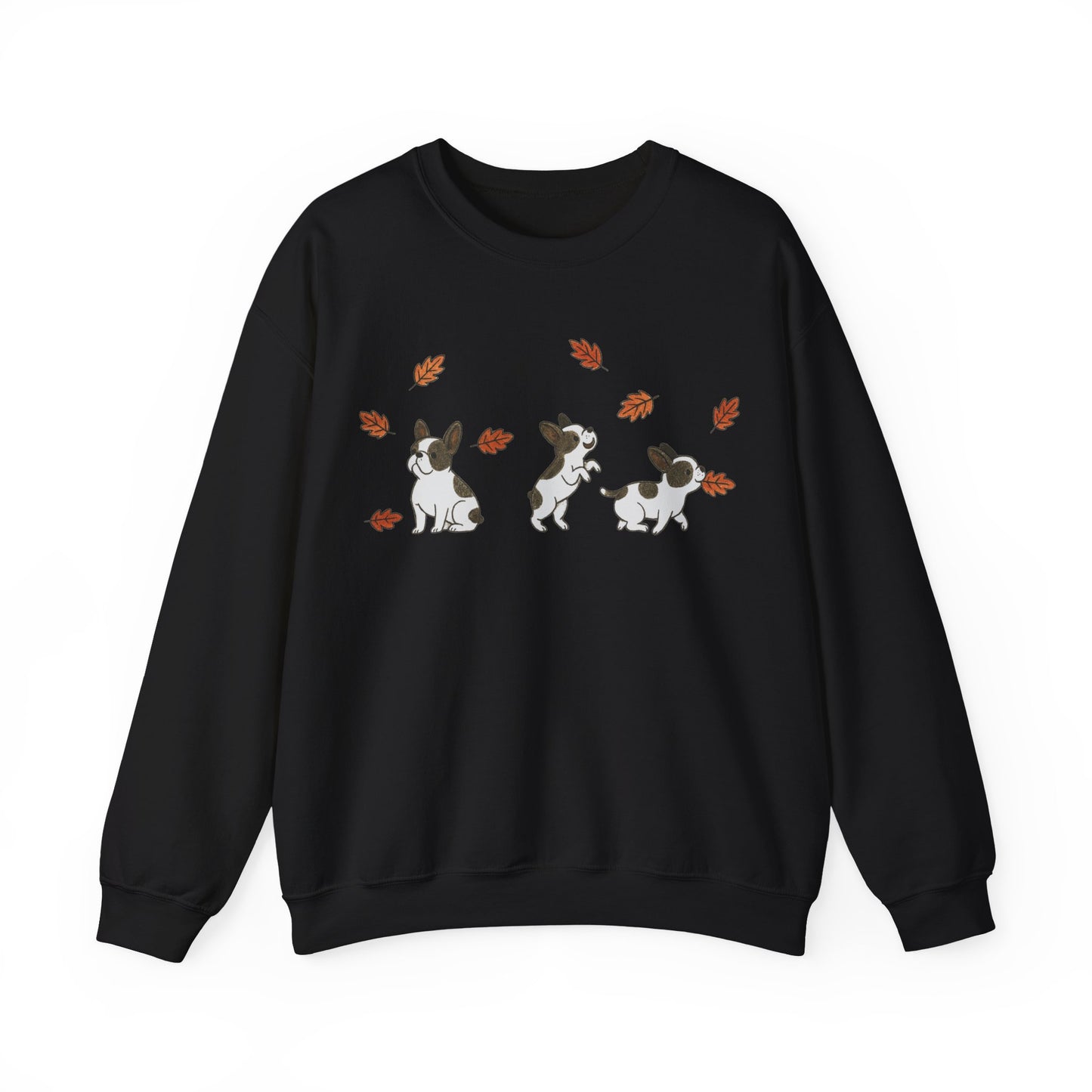 Piebald Frenchie Chasing Leaves Sweatshirt