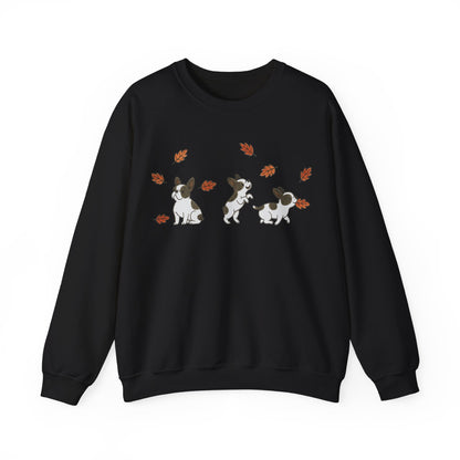 Piebald Frenchie Chasing Leaves Sweatshirt
