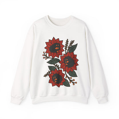Black Tan Cavalier Christmas Flower Sweatshirt