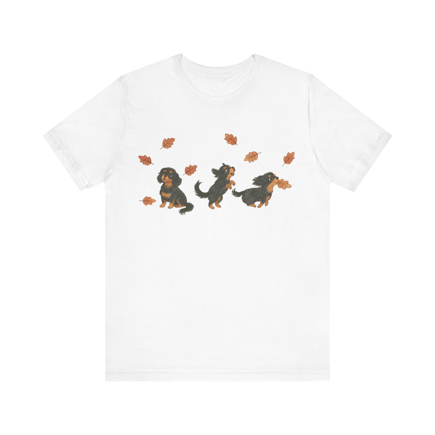 Black Tan Cavalier Chasing Leaves TShirt