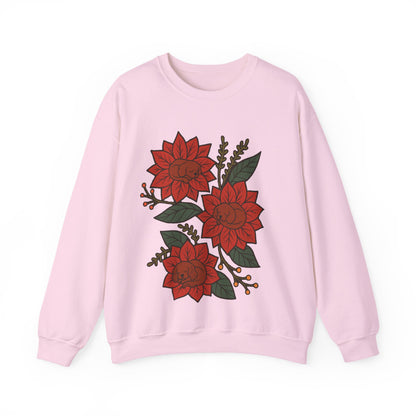 Ruby Cavalier Christmas Flower Sweatshirt