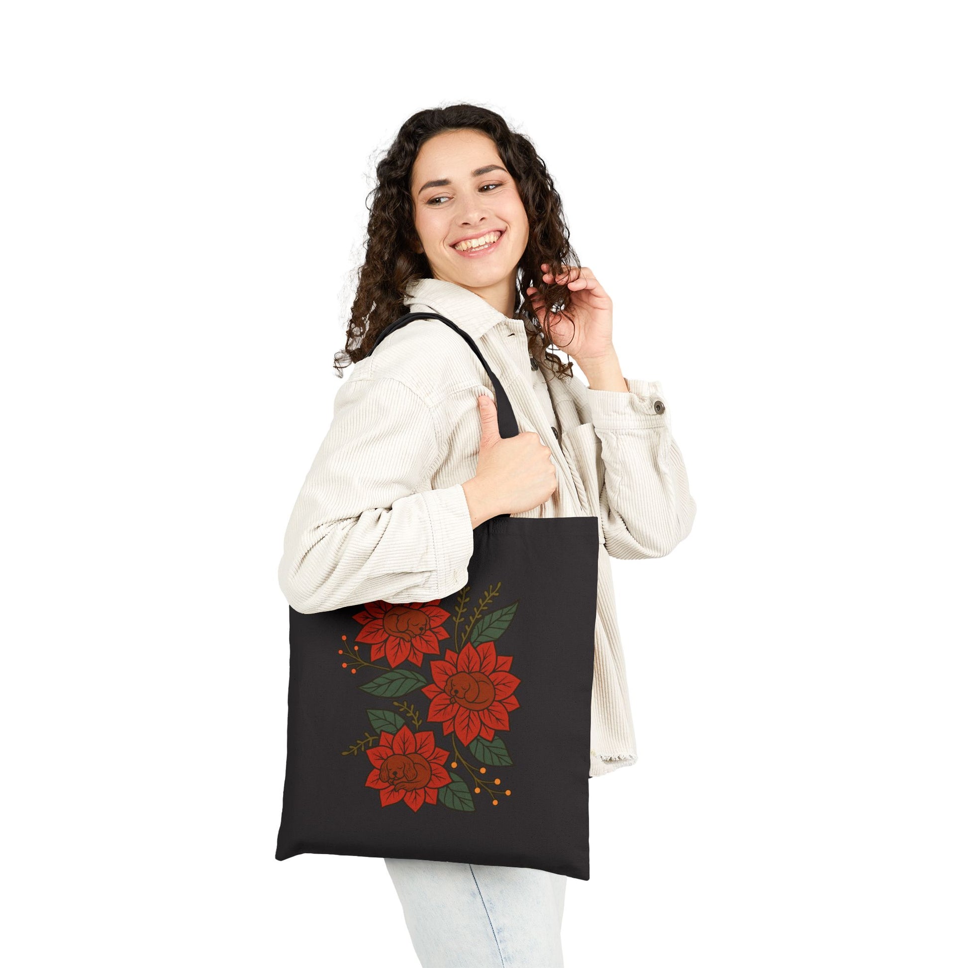 Ruby Cavalier Holiday Flower Sleeping Tote Bag