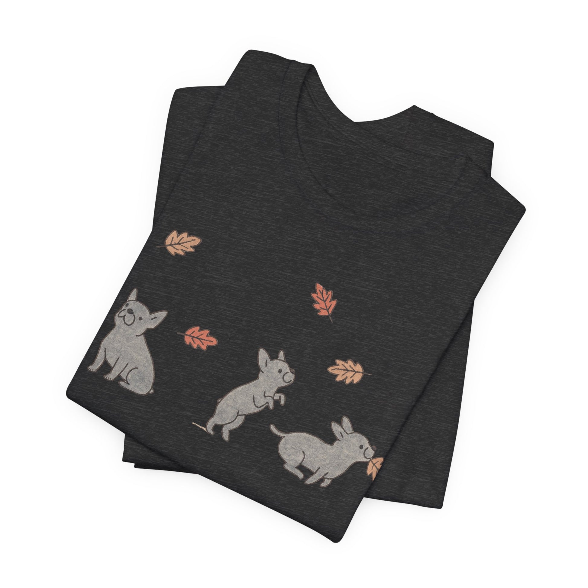 Black Frenchie Chasing Leaves TShirt
