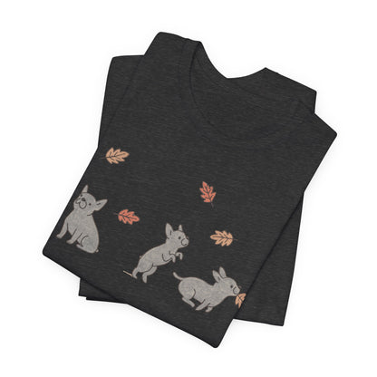 Black Frenchie Chasing Leaves TShirt