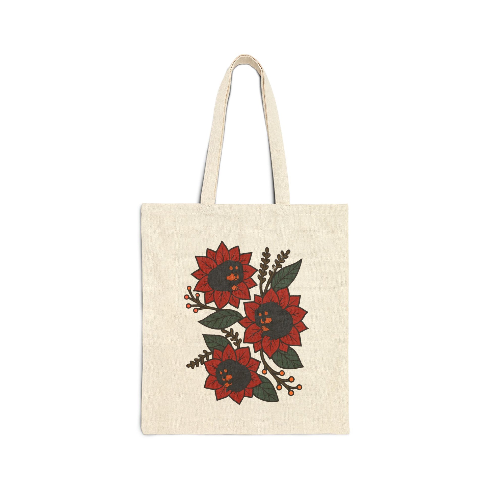 Black Tan Cavalier Holiday Flower Sleeping Tote Bag