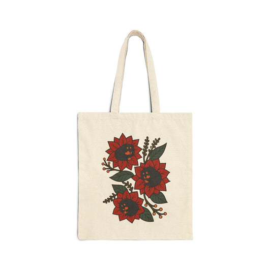 Black Tan Cavalier Holiday Flower Sleeping Tote Bag