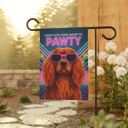 Ruby Cavalier 80s Party Garden Flag