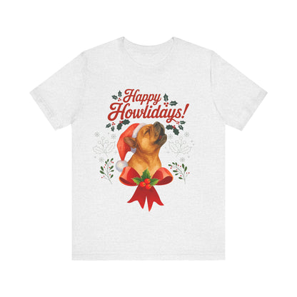Fawn French Bulldog Happy Howlidays TShirt