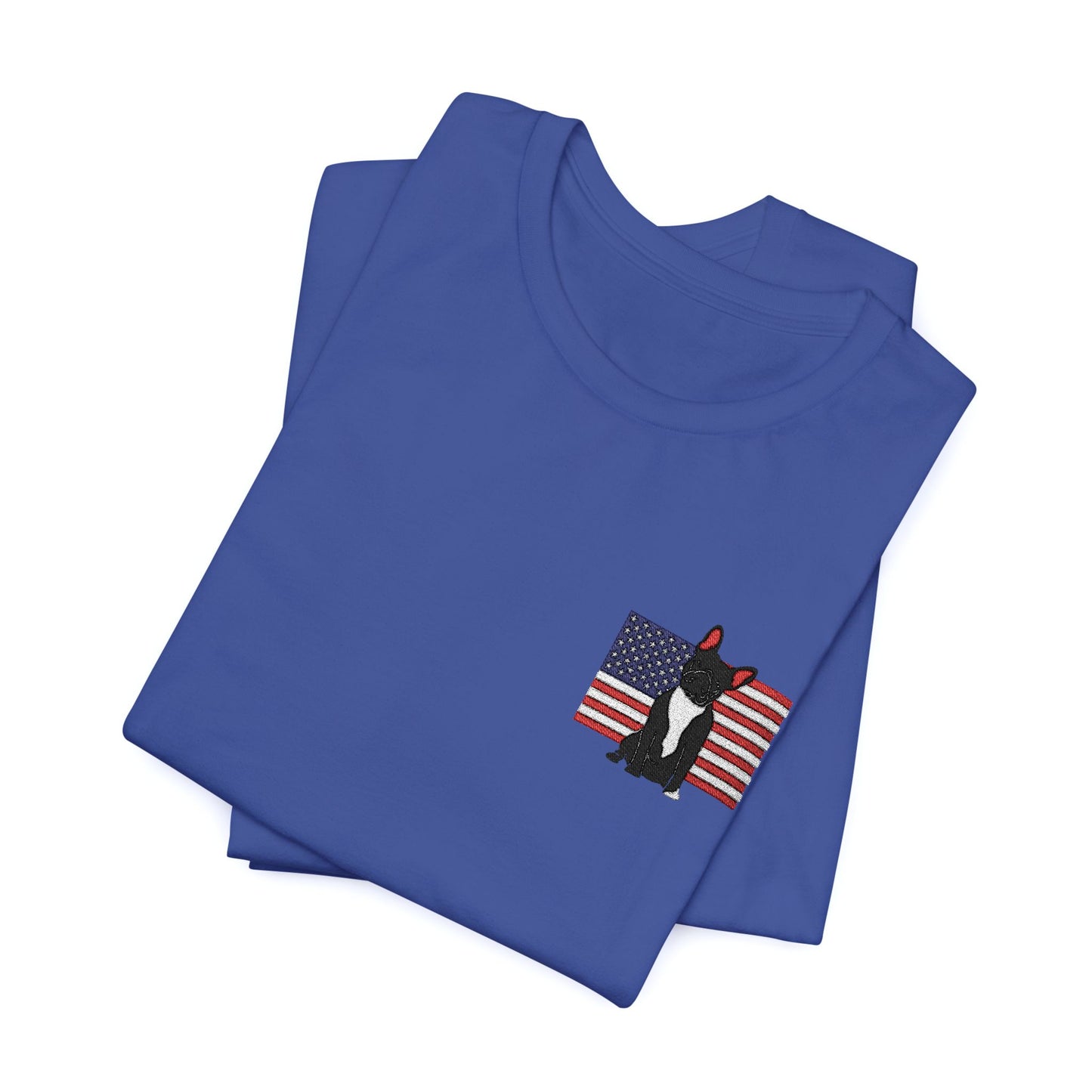 Embroidered Flag Black Frenchie TShirt