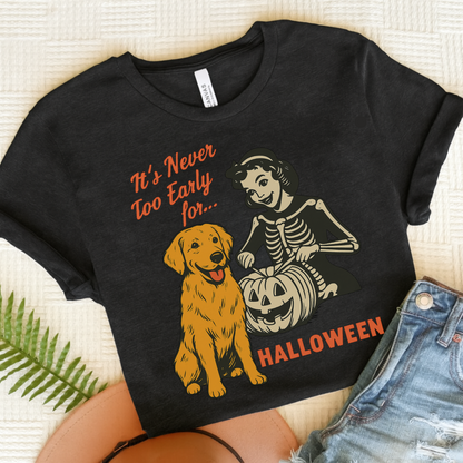 Golden Retriever Early Halloween TShirt Black Heather