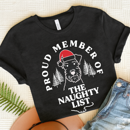Airedale Terrier Naughty List TShirt Dark Grey Heather