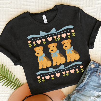 Airedale Terrier Grandma TShirt Solid Black Blend