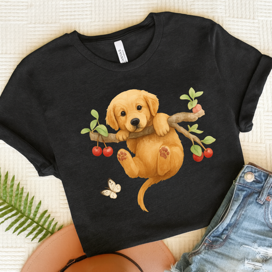 Golden Retriever Hang In There Tshirt Dark Grey Heather