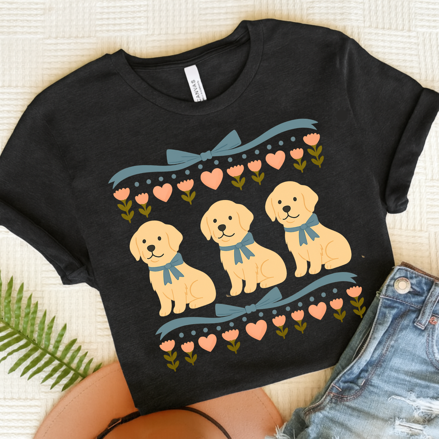 Golden Retriever Grandma TShirt Solid Black Blend