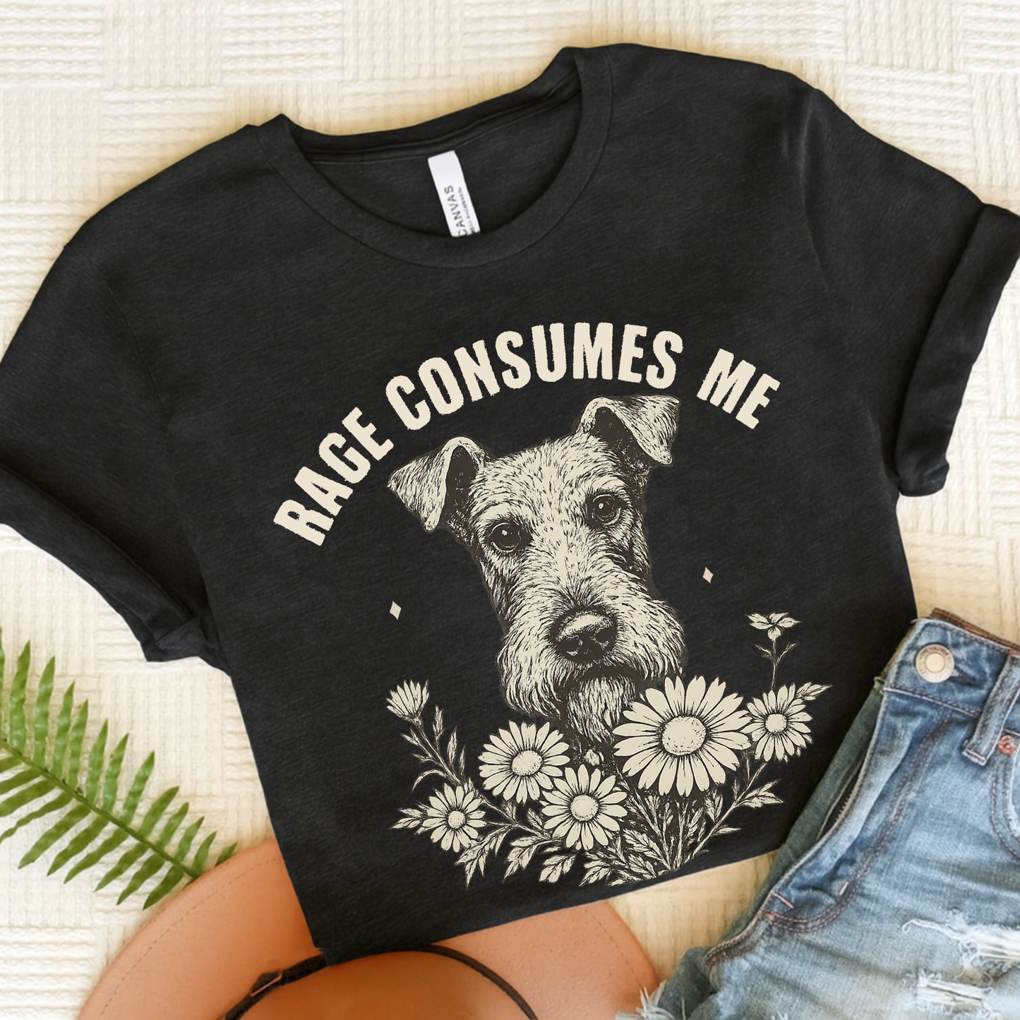 Airedale Terrier Rage Unisex Tshirt Dark Grey Heather