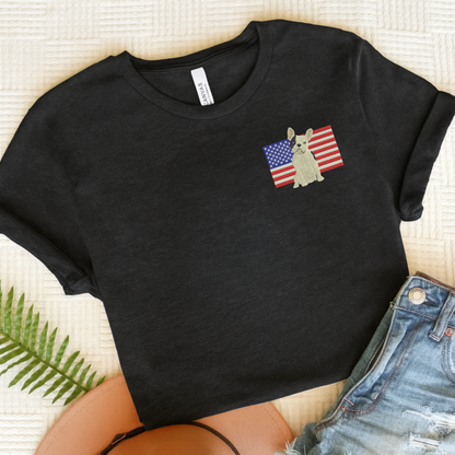 Embroidered Flag Piebald Frenchie TShirt