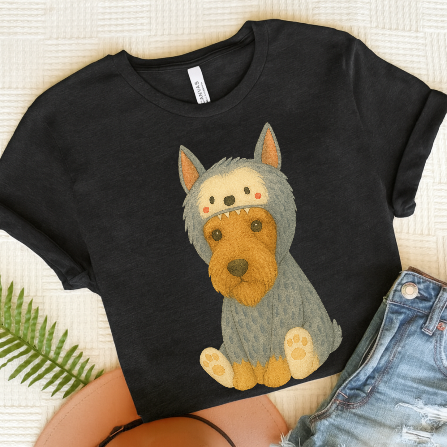 Airedale Terrier Little Monster Tshirt Dark Grey Heather