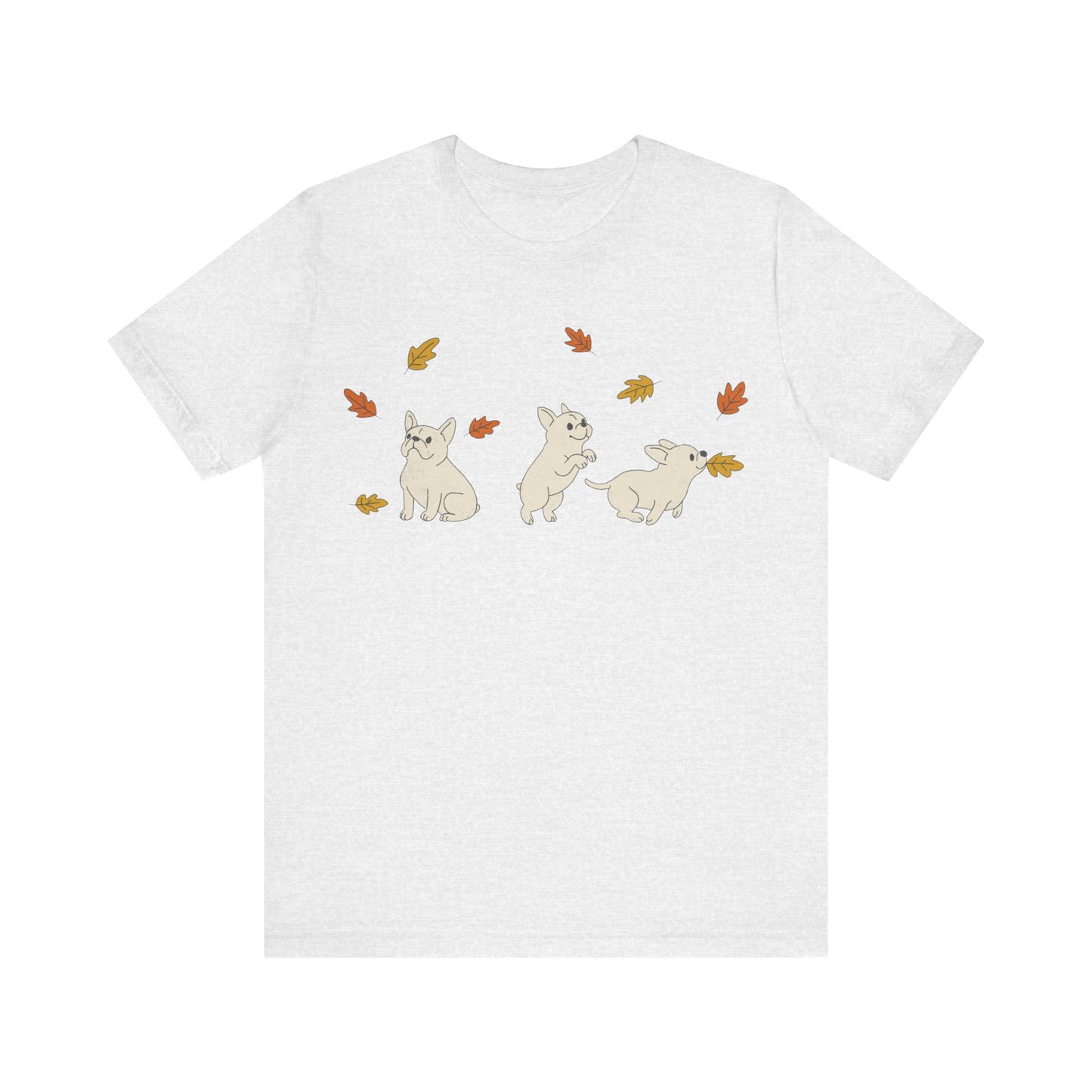 White Frenchie Chasing Leaves TShirt