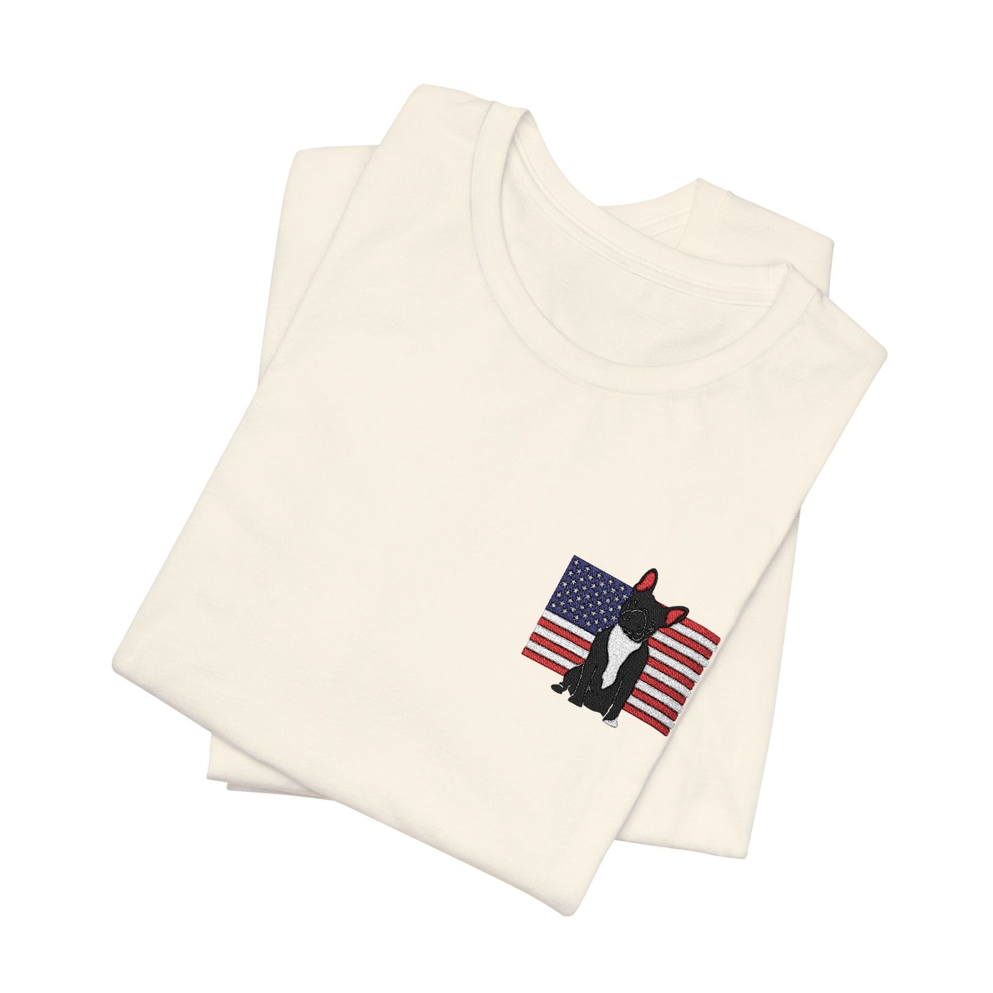Embroidered Flag Black Frenchie TShirt
