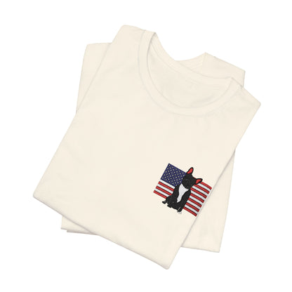 Embroidered Flag Black Frenchie TShirt
