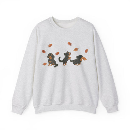 Black Tan Cavalier Chasing Leaves Sweatshirt