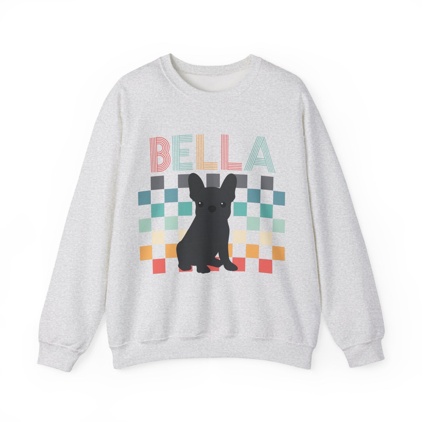 Black French Bulldog Retro Checkered Sweatshirt