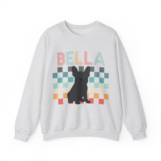 Black French Bulldog Retro Checkered Sweatshirt