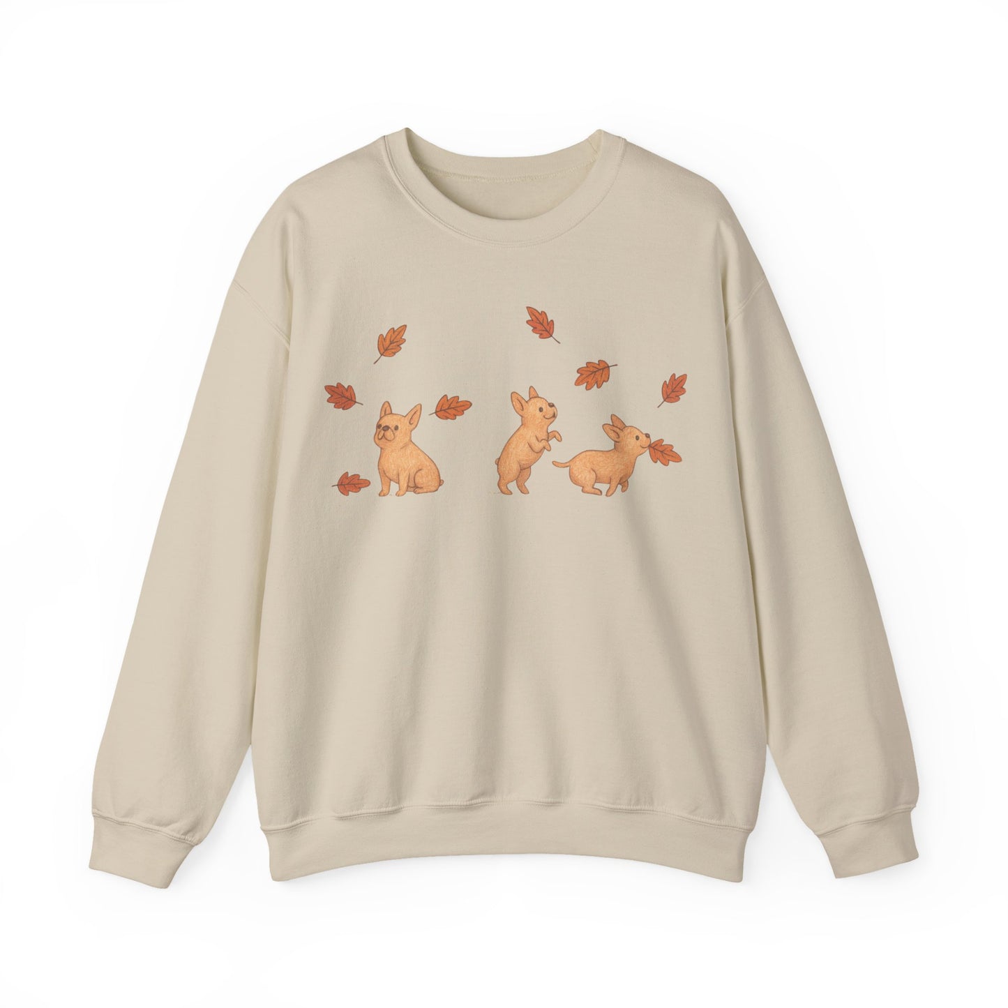 Fawn Frenchie Chasing Leaves Sweatshirt