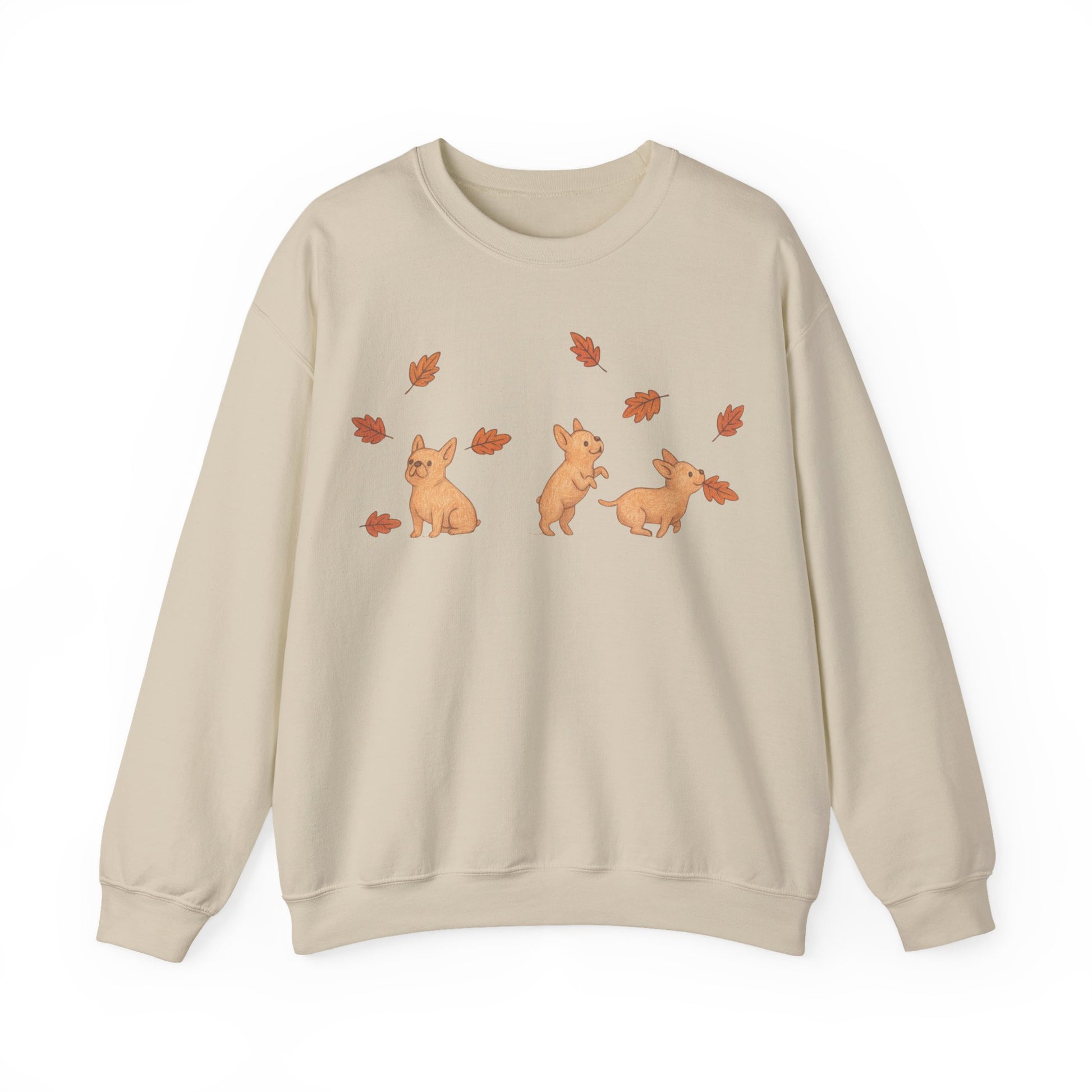 Fawn Frenchie Chasing Leaves Sweatshirt