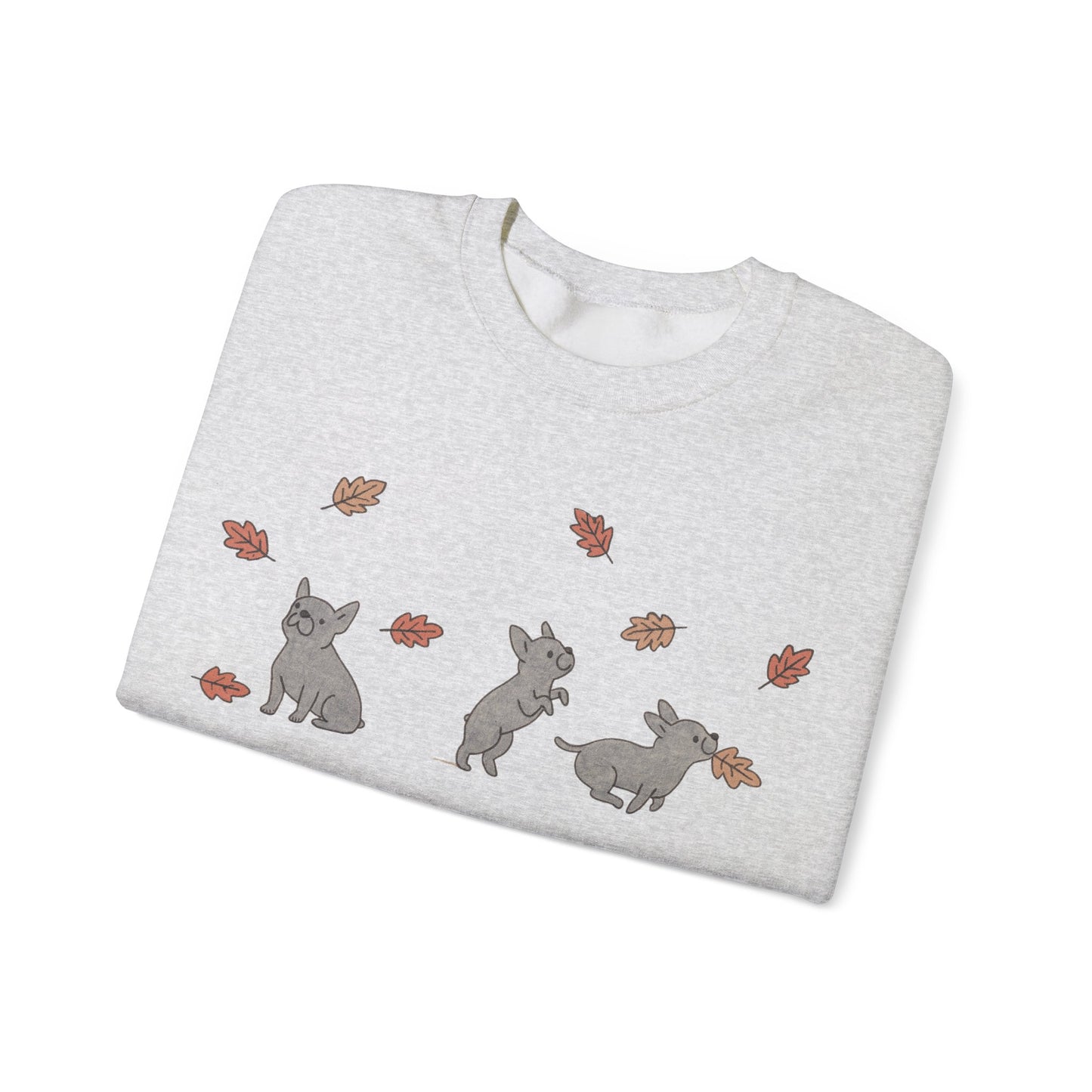 Black French Bulldog Chasing Leaves Sweatshirt