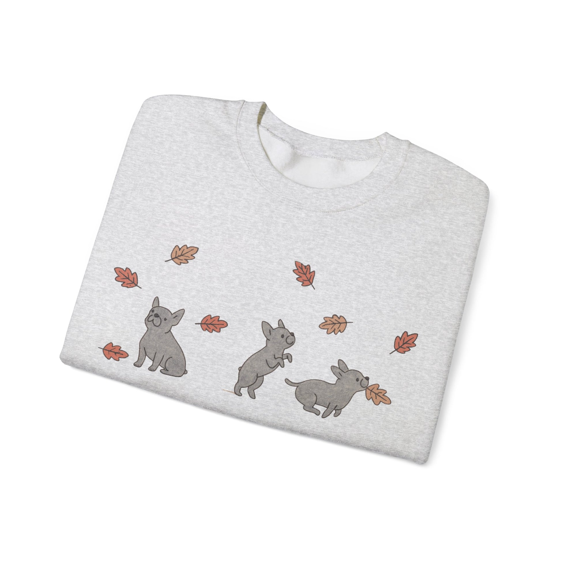 Black French Bulldog Chasing Leaves Sweatshirt