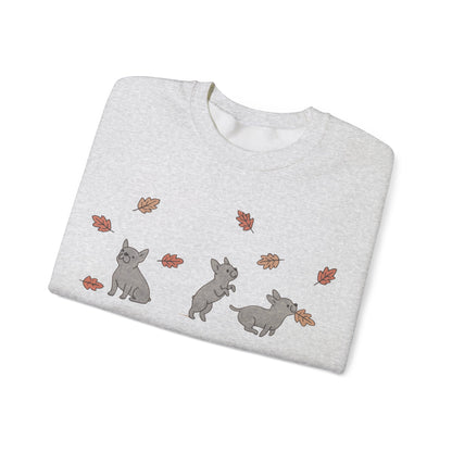 Black French Bulldog Chasing Leaves Sweatshirt