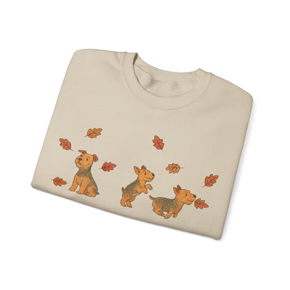 Airedale Terrier Chasing Leaves Sweatshirt