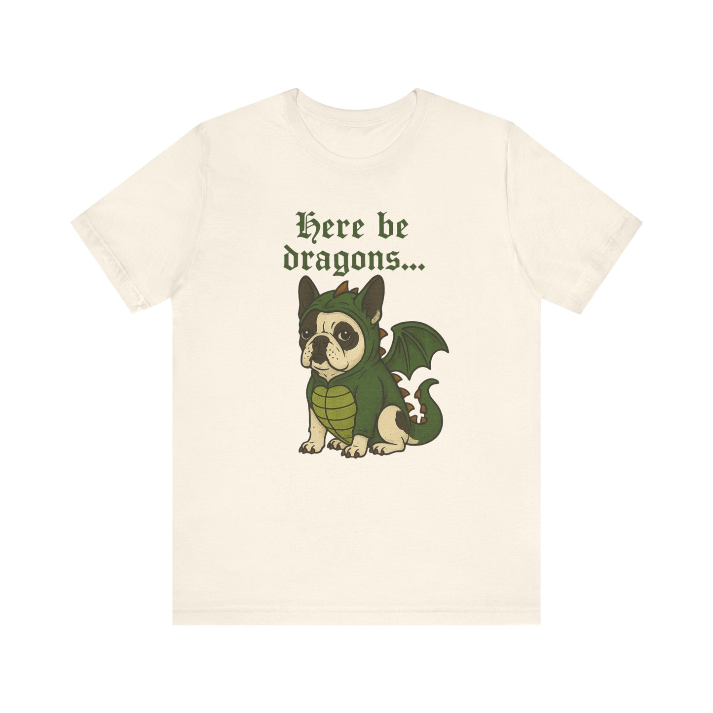 Piebald French Bulldog Here Be Dragons TShirt