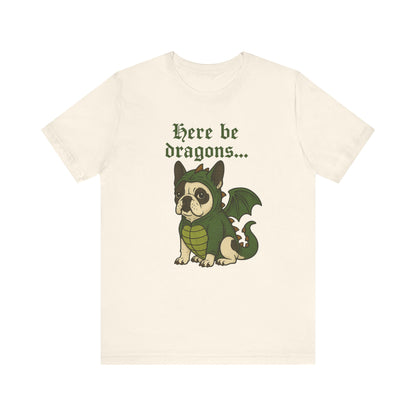Piebald French Bulldog Here Be Dragons TShirt