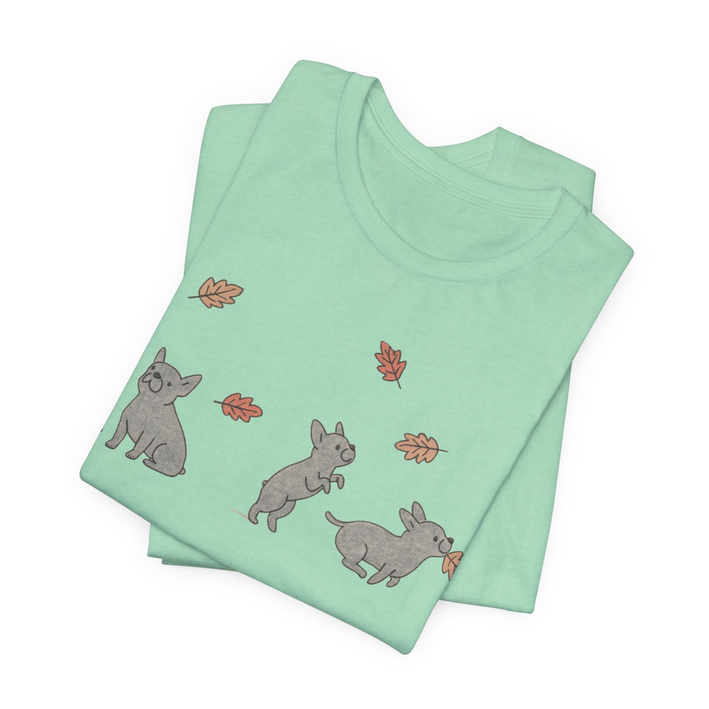 Black Frenchie Chasing Leaves TShirt