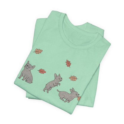 Black Frenchie Chasing Leaves TShirt