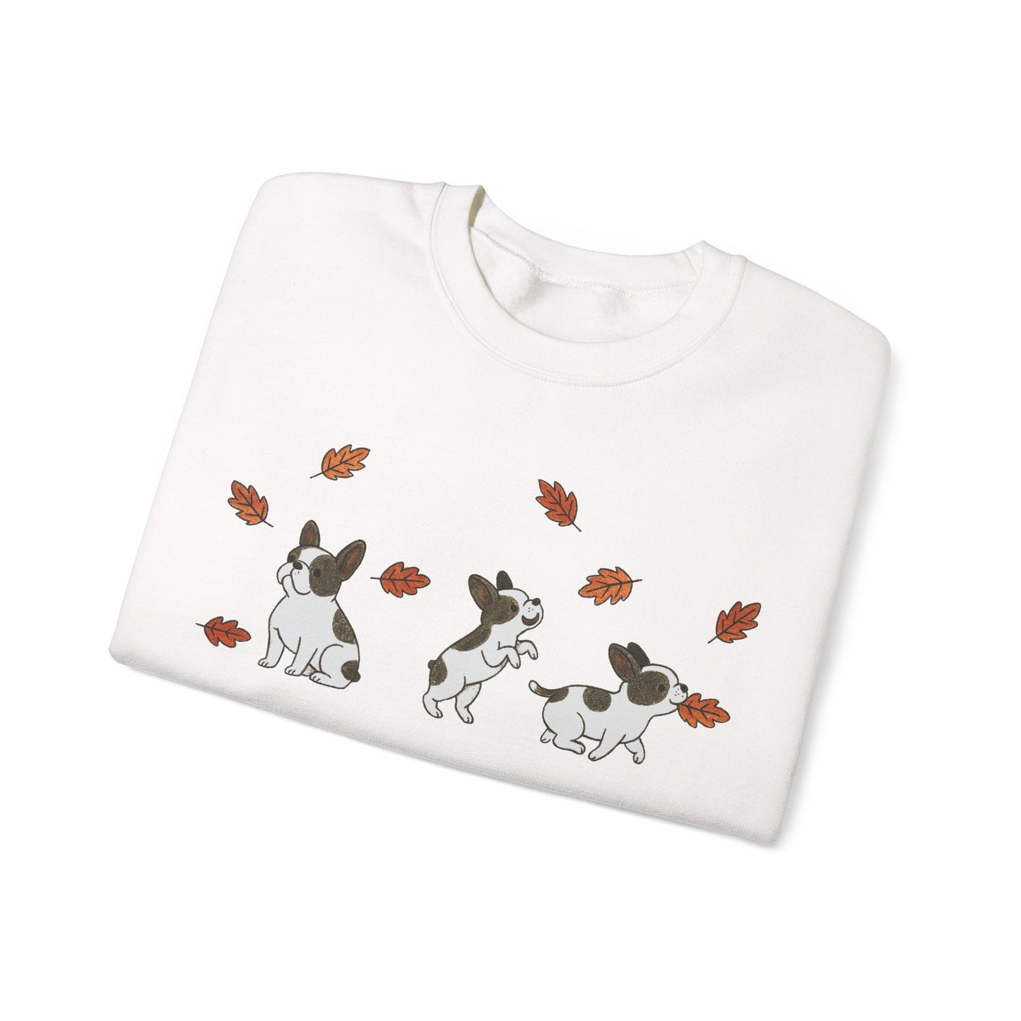 Piebald Frenchie Chasing Leaves Sweatshirt