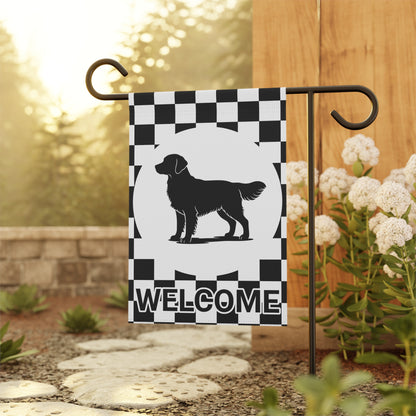 Golden Retriever Welcome Checkered Garden Flag