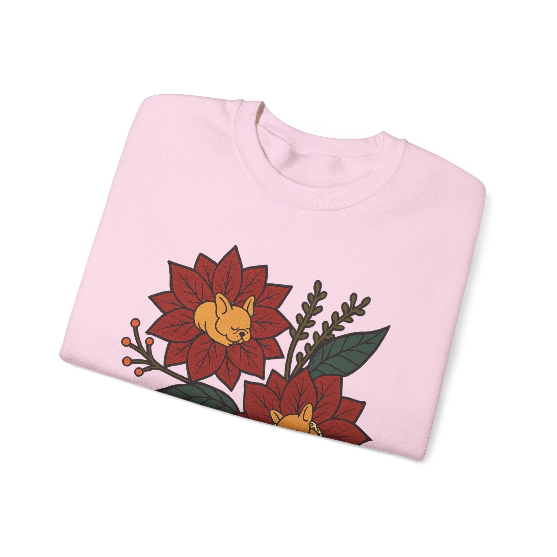 Fawn Frenchie Christmas Flower Sweatshirt