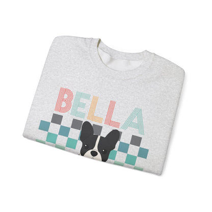 Piebald French Bulldog Retro Checkered Sweatshirt