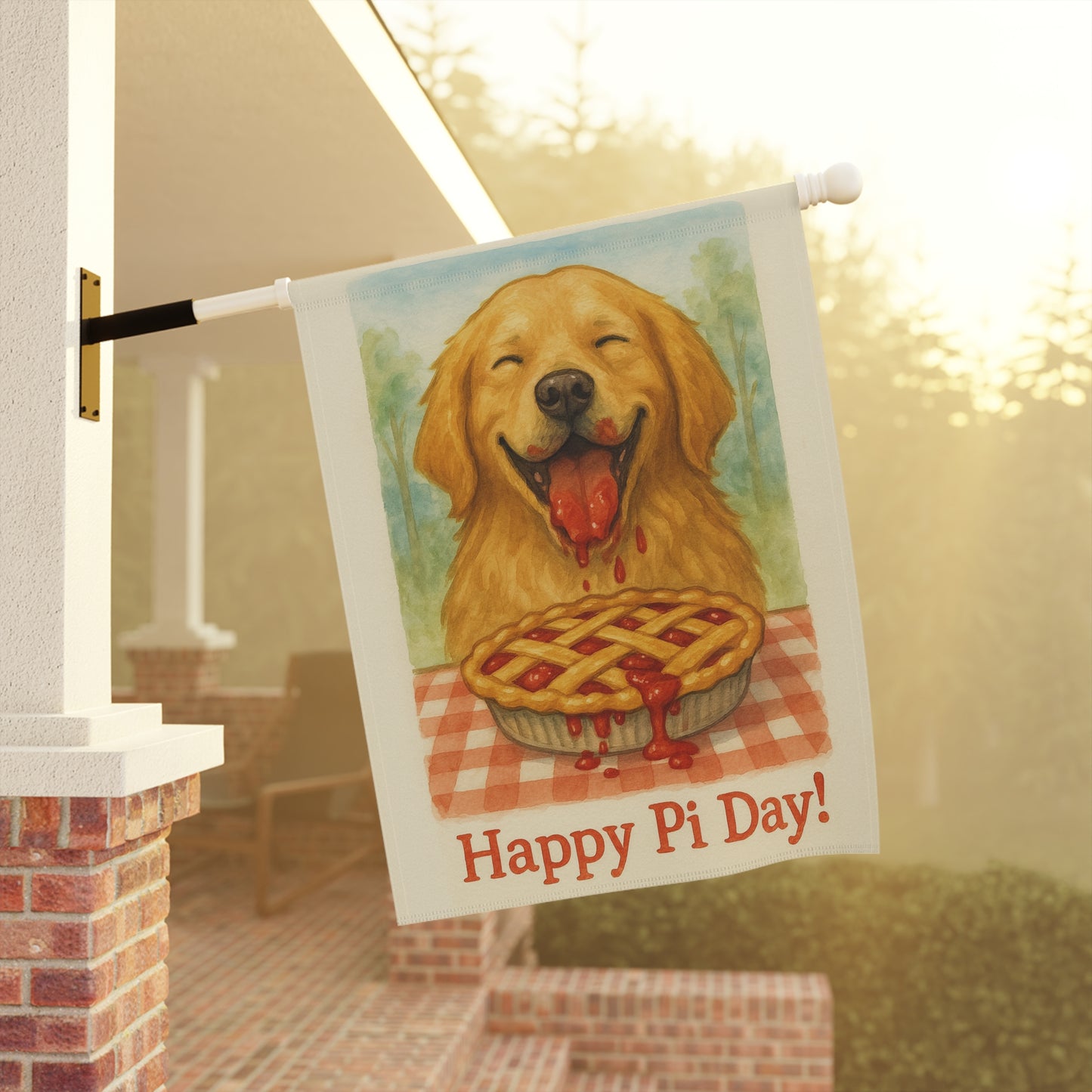 Golden Retriever Pi Day Garden Flag