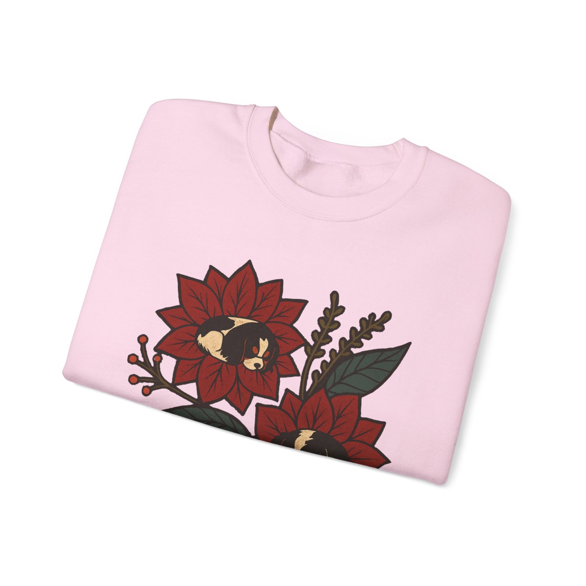 Tricolor Cavalier Christmas Flower Sweatshirt