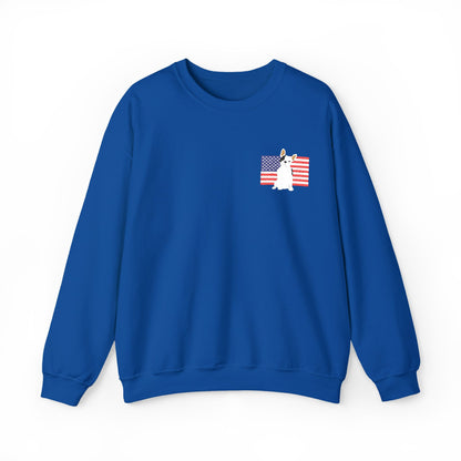 Embroidered Flag Piebald Frenchie Sweatshirt