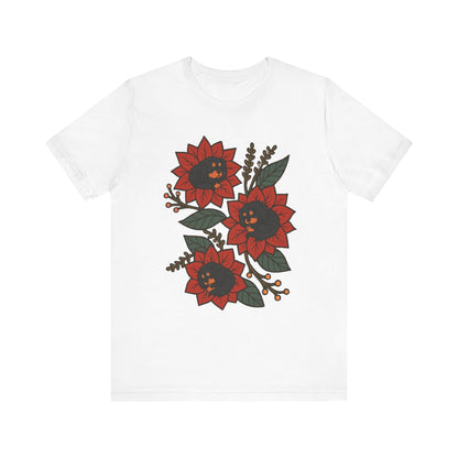 Black Tan Cavalier Holiday Flowers Sleeping TShirt