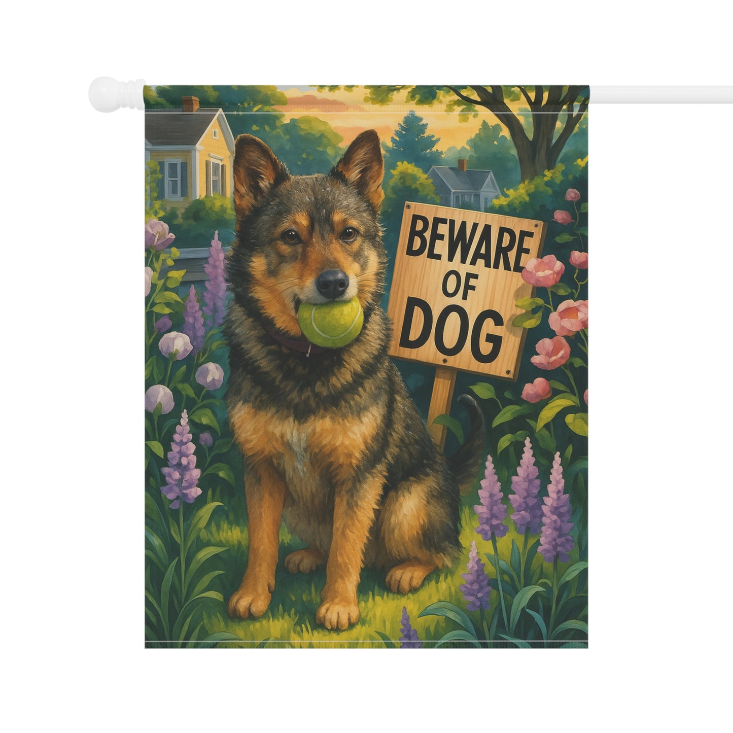 Custom Mutt Dog Beware Garden Flag