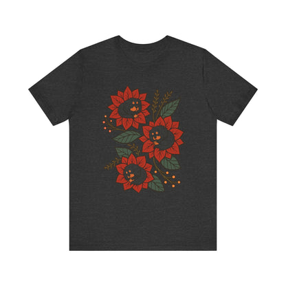 Black Tan Cavalier Holiday Flowers Sleeping TShirt