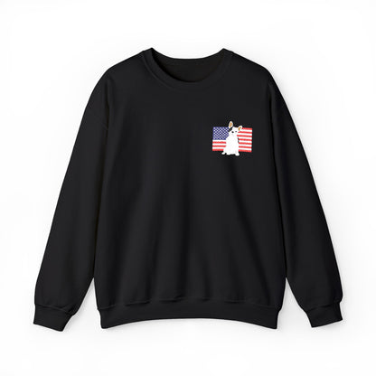 Embroidered Flag Piebald Frenchie Sweatshirt