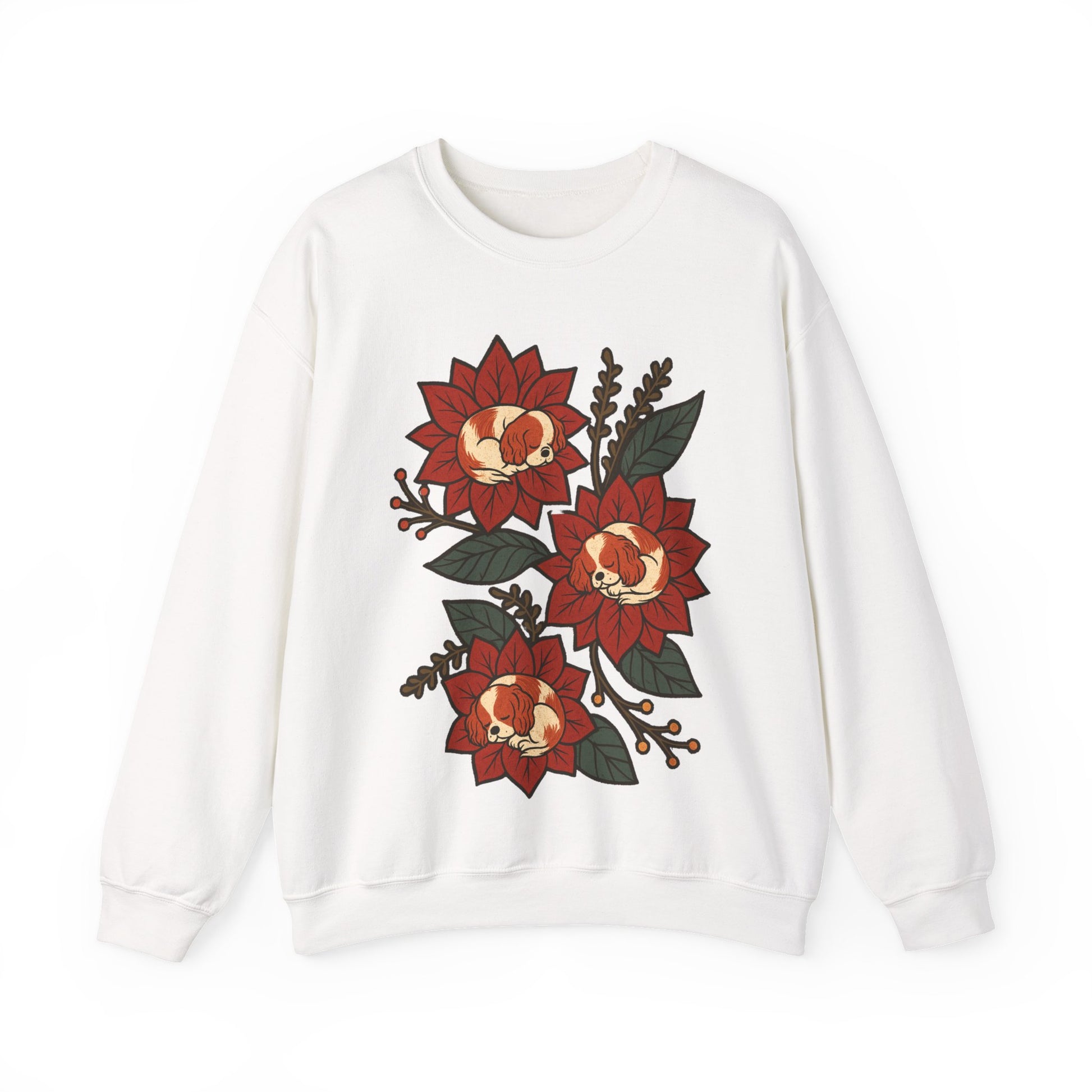 Blenheim Cavalier Christmas Flower Sweatshirt